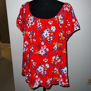 💕 Old Navy salmon off the shoulder floral top size XXL